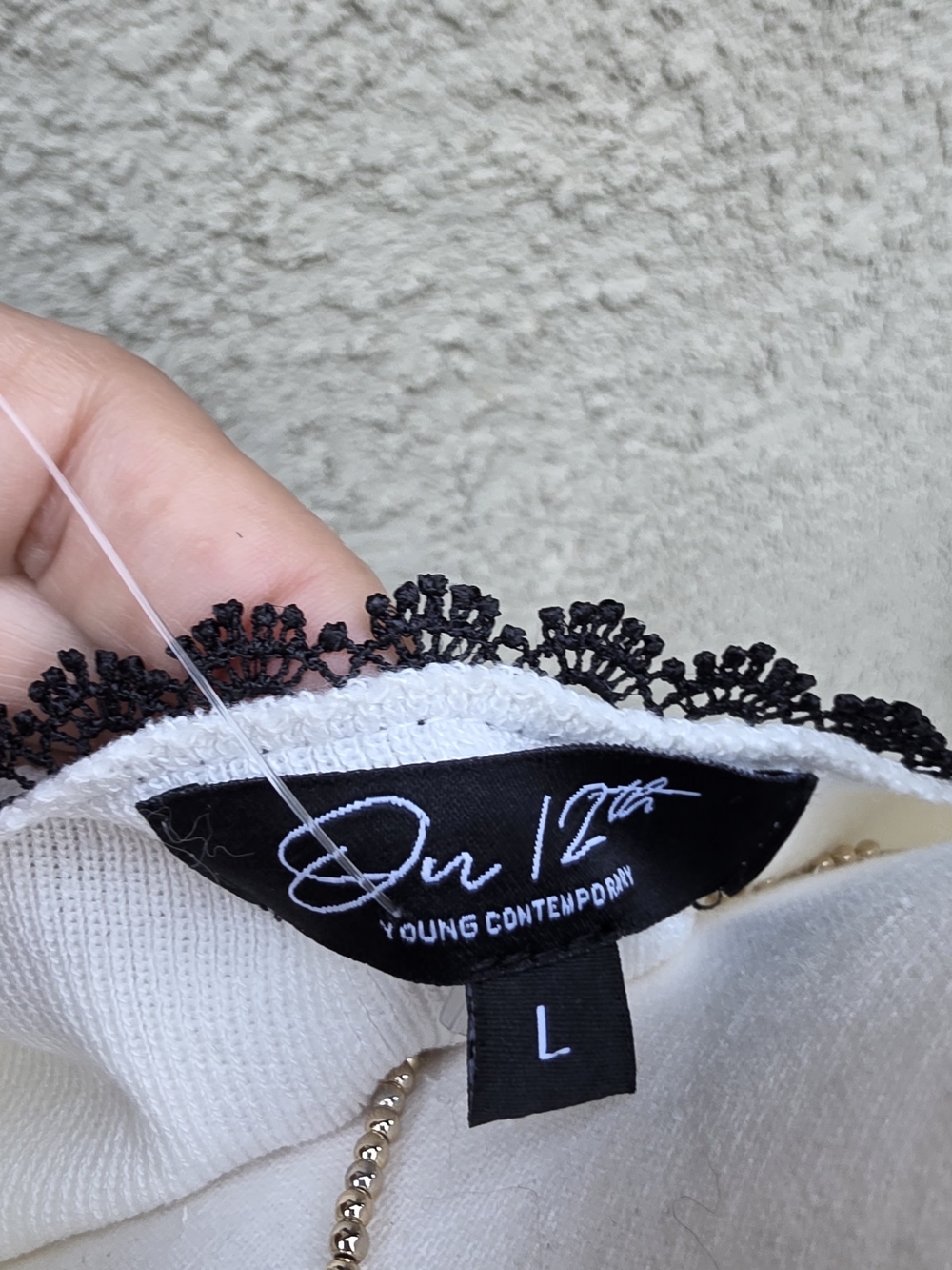 NEW White Knit Camisole with Black Lace Accents - Picture 7 of 8